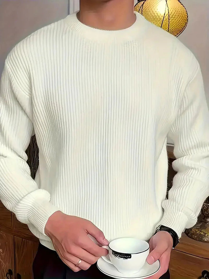 Ribbad Herrtröja | Slim Fit med Rund Halsringning | Elegant och Mångsidig för Stiliga Lager 2