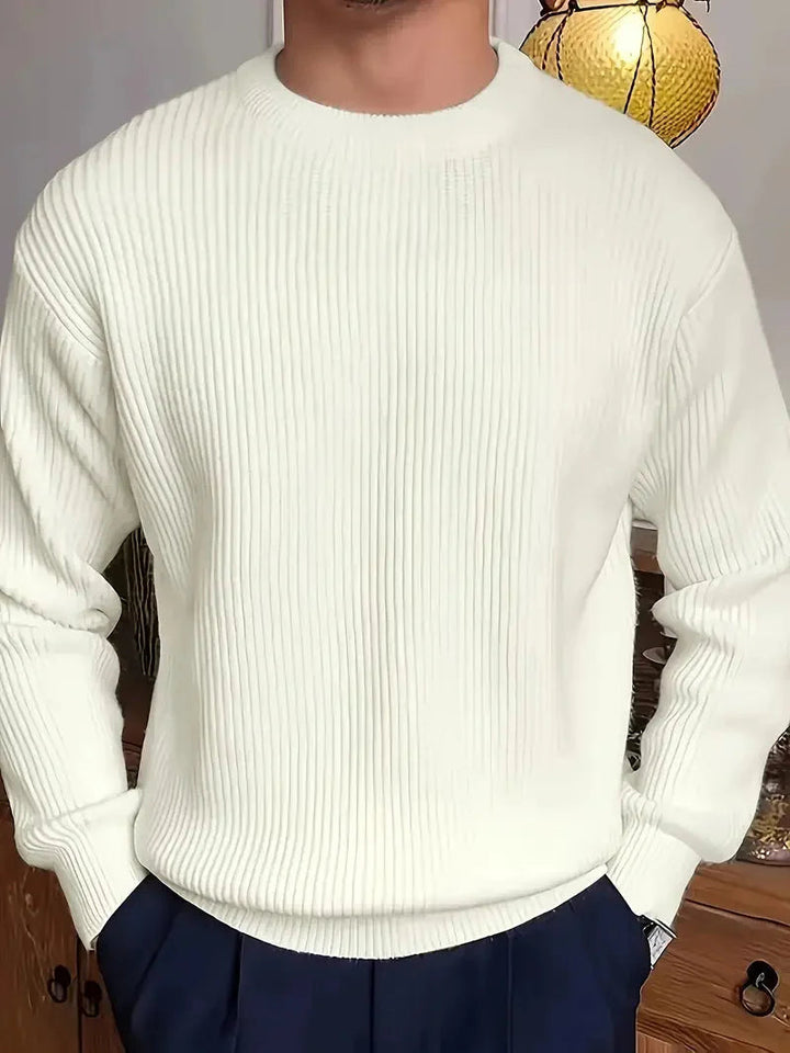 Ribbad Herrtröja | Slim Fit med Rund Halsringning | Elegant och Mångsidig för Stiliga Lager 3
