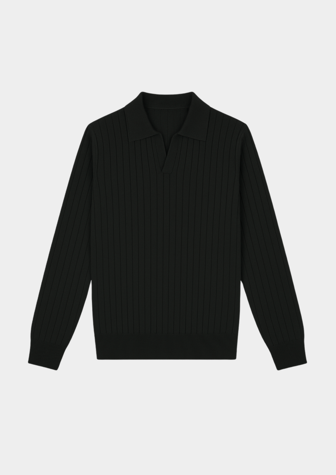 Ribbade Pikétröja för Män med Öppen Krage | Modern Design för Smart Casual Stil 0