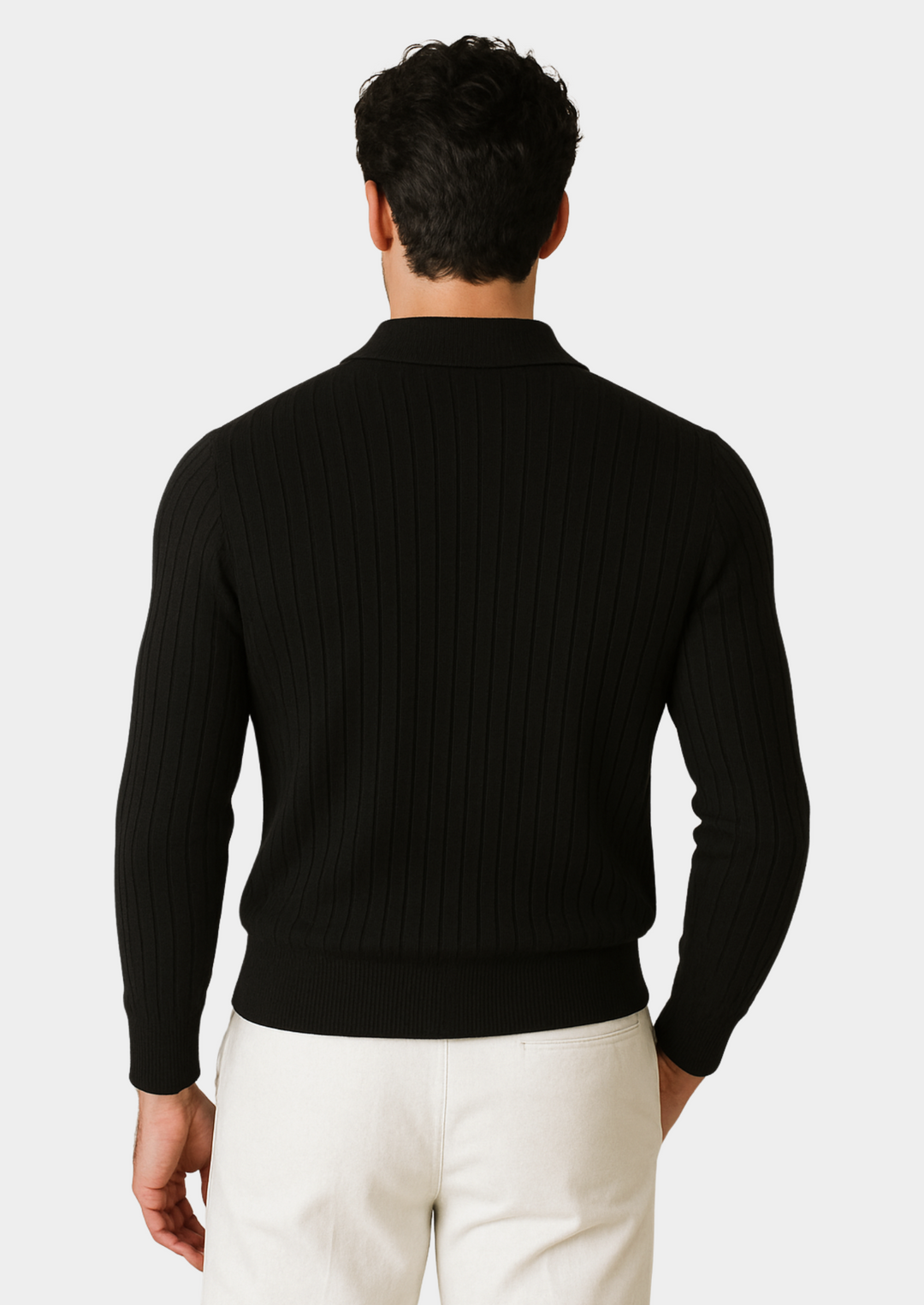 Ribbade Pikétröja för Män med Öppen Krage | Modern Design för Smart Casual Stil 2