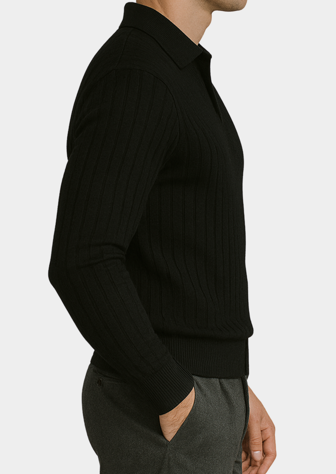 Ribbade Pikétröja för Män med Öppen Krage | Modern Design för Smart Casual Stil 3
