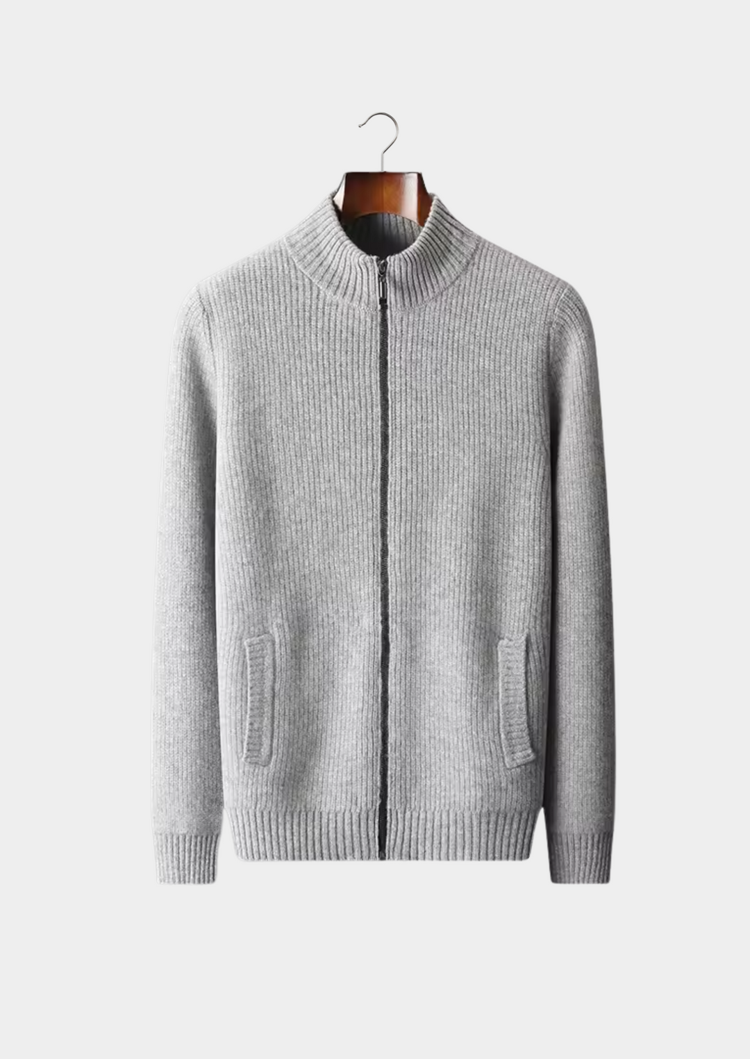 Ribbstickad Cardigan för Herrar med Hög Krage | Mångsidig Design för Alla Säsonger 1