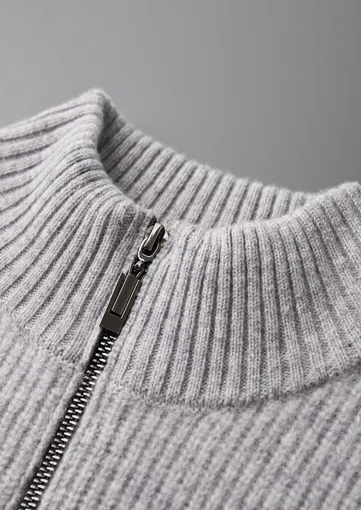 Ribbstickad Cardigan för Herrar med Hög Krage | Mångsidig Design för Alla Säsonger 5