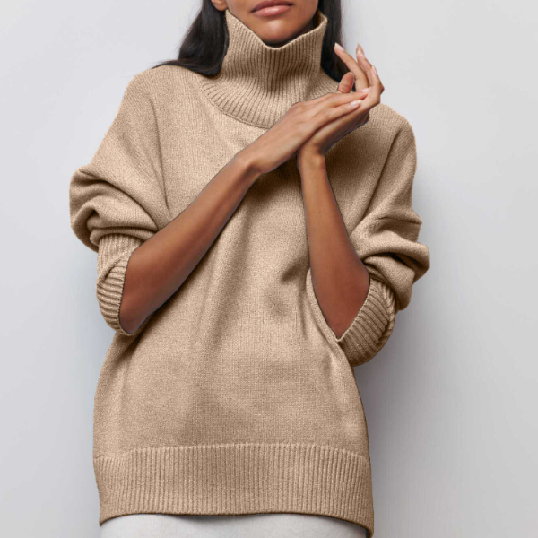 Ribbstickad Turtleneck-tröja för Kvinnor med Oversize Passform | Mjuk och Andningsbar Tyg för Elegans och Komfort 2