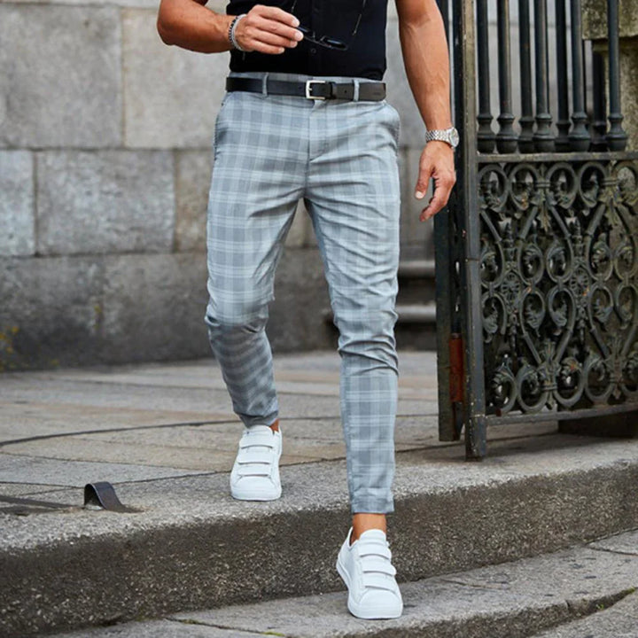 Rutiga Arbetsbyxor Herr | Slim Fit Design med Tapered Ben | Mångsidig Stil för Sofistikerat Utseende 1