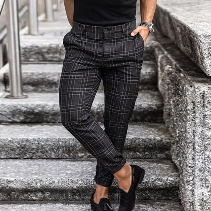 Rutiga Arbetsbyxor Herr | Slim Fit Design med Tapered Ben | Mångsidig Stil för Sofistikerat Utseende 2