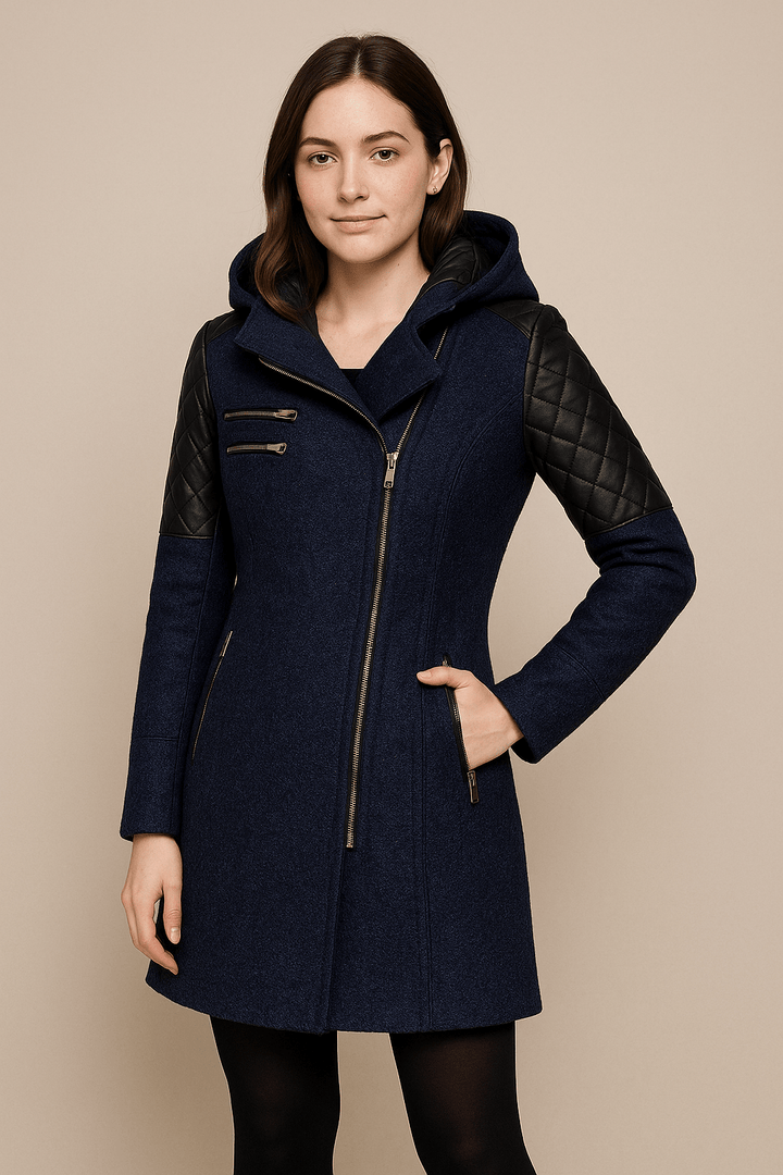 Skräddarsydd Damjacka | Jackor Dam med Quiltade Ärmar & Asymmetrisk Dragkedja | Modern Design för Stil och Komfort 2