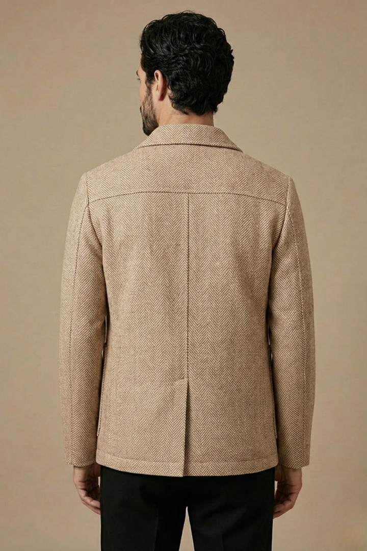 Skräddarsydd Herrjacka | Elegant Knäppjacka med Fiskbensmönster | Perfekt för Business Casual och Vardagsbruk 2