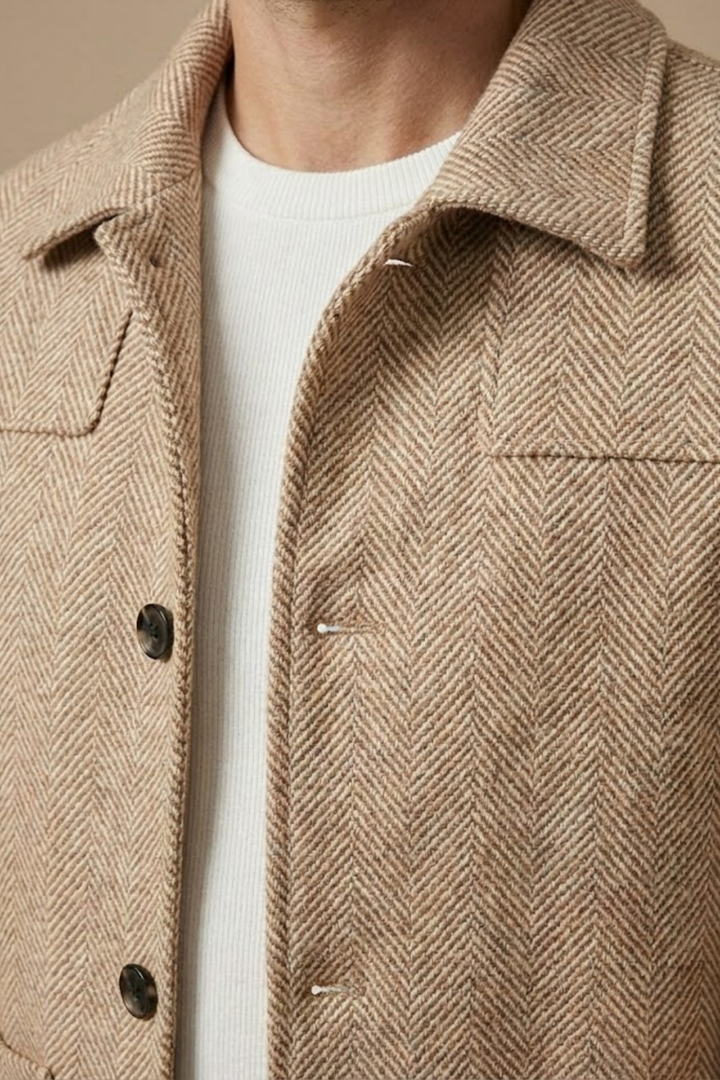 Skräddarsydd Herrjacka | Elegant Knäppjacka med Fiskbensmönster | Perfekt för Business Casual och Vardagsbruk 3