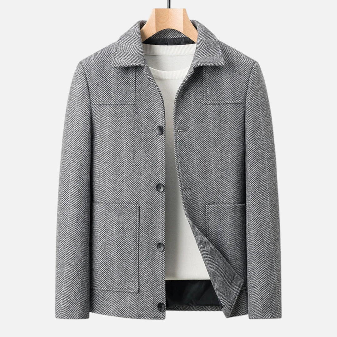 Skräddarsydd Herrjacka | Elegant Knäppjacka med Fiskbensmönster | Perfekt för Business Casual och Vardagsbruk 7