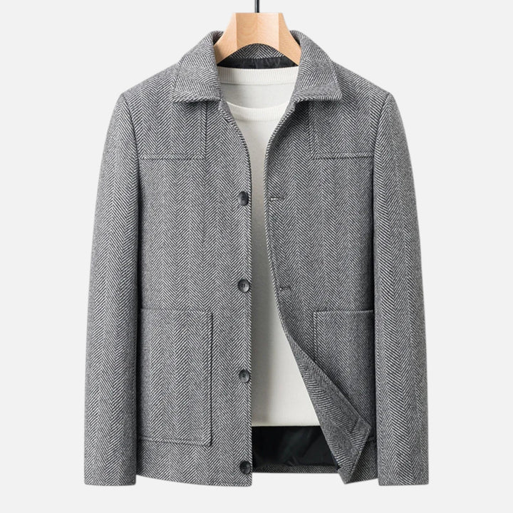 Skräddarsydd Herrjacka | Elegant Knäppjacka med Fiskbensmönster | Perfekt för Business Casual och Vardagsbruk 7