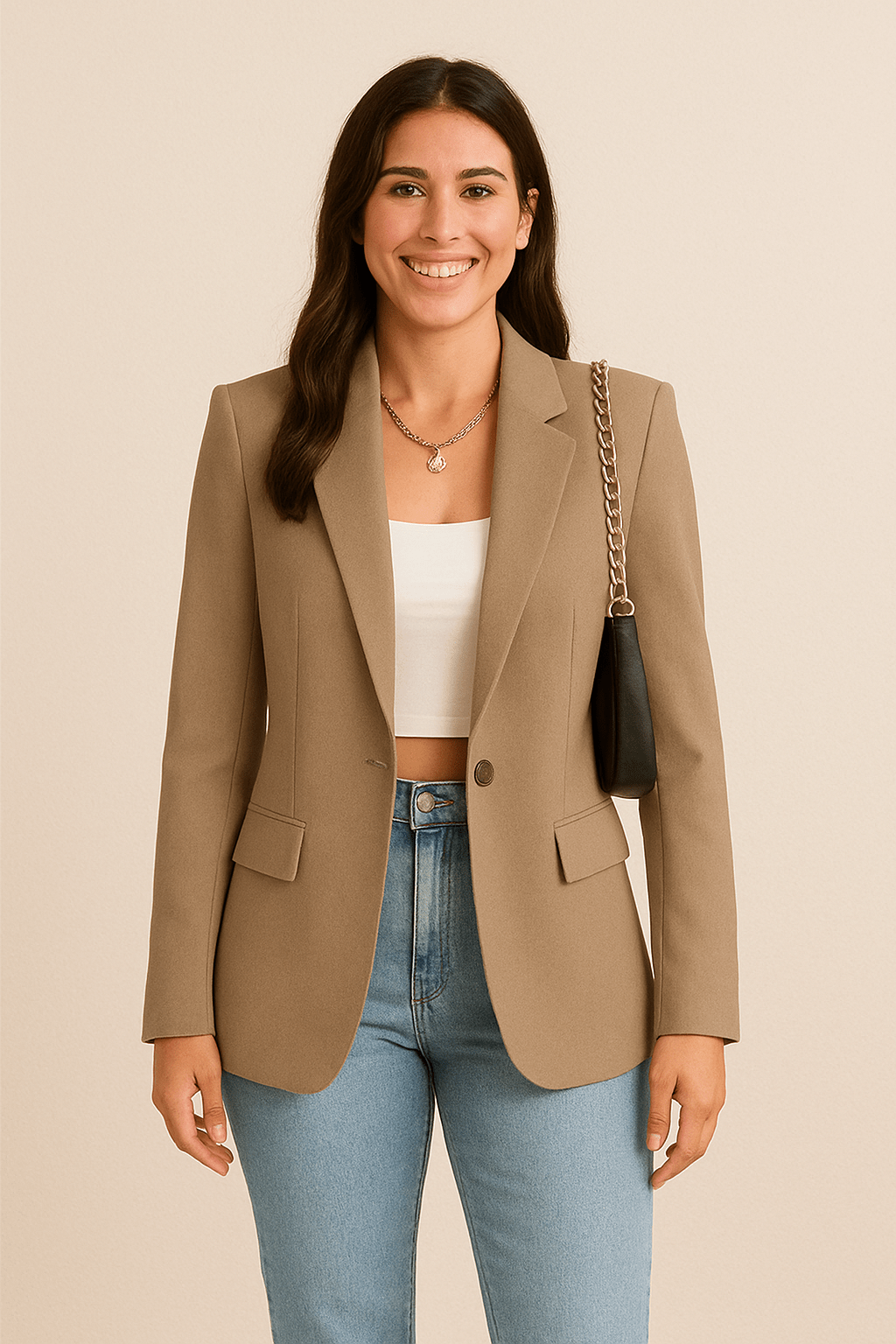 Skräddarsydd Jacka Dam | Elegant Design med Funktionella Fickor för Mångsidig Styling 9