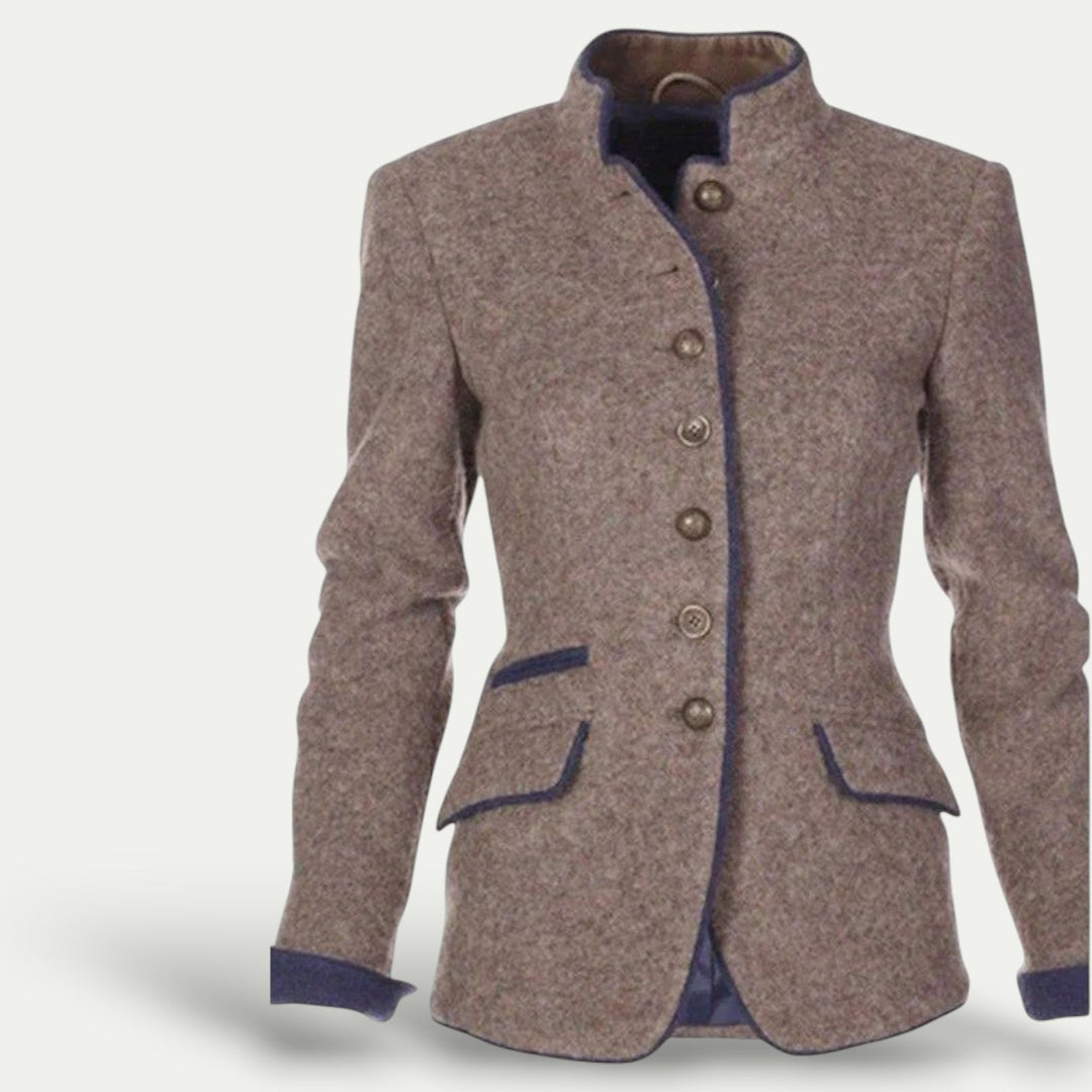 Skräddarsydd Kavaj Dam | Kort Kavaj med Stativkrage | Modern Siluett för Smart Casual Stil 1