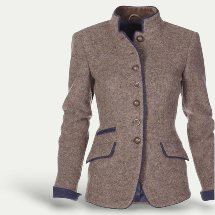 Skräddarsydd Kavaj Dam | Kort Kavaj med Stativkrage | Modern Siluett för Smart Casual Stil 1