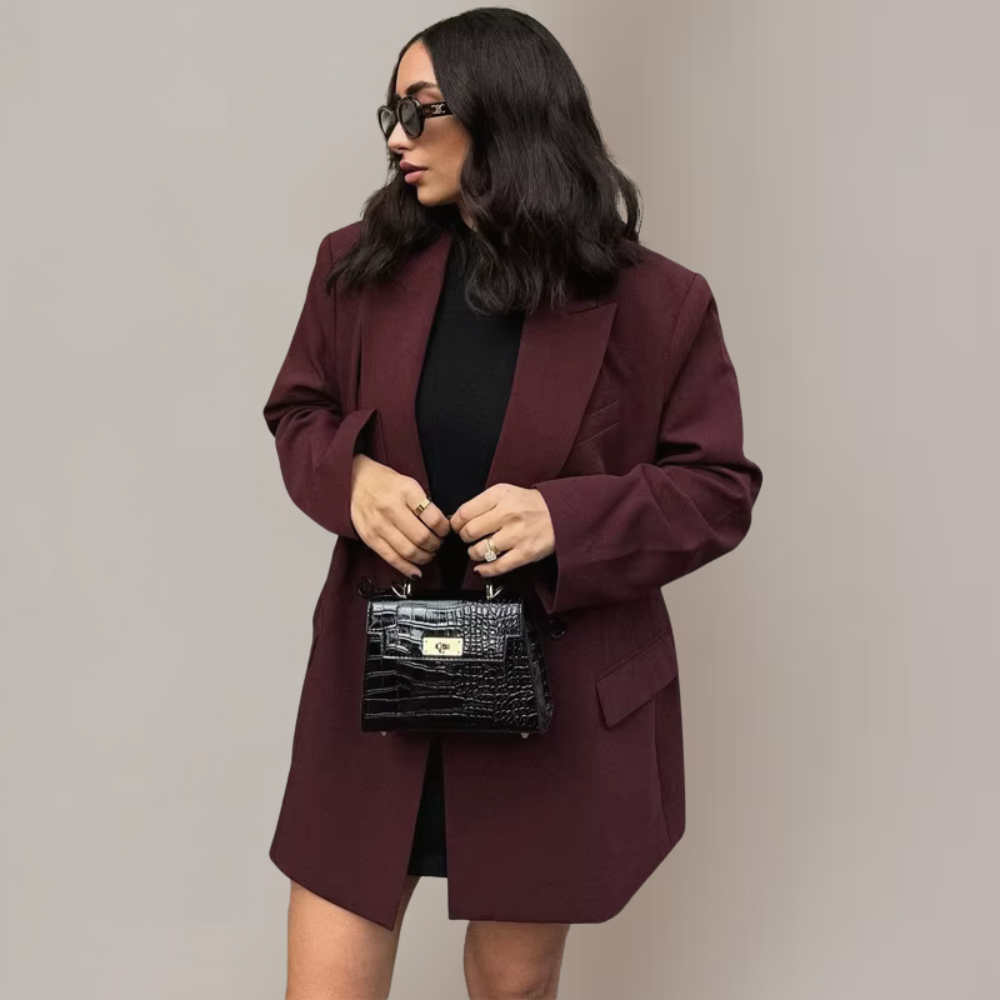 Skräddarsydd Kavaj Dam | Vinröd Blazer med Raffinerad Passform | Elegant Stil för Smart-Casual Look 0