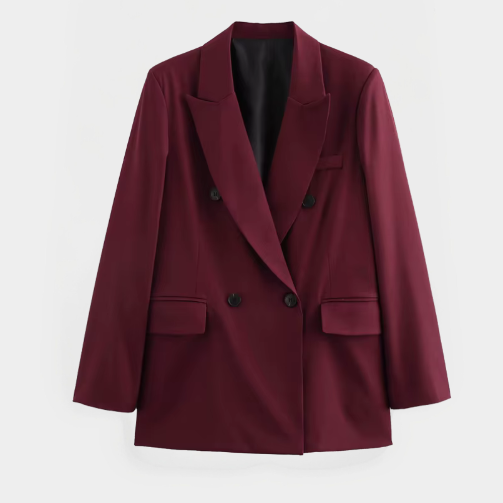 Skräddarsydd Kavaj Dam | Vinröd Blazer med Raffinerad Passform | Elegant Stil för Smart-Casual Look 1