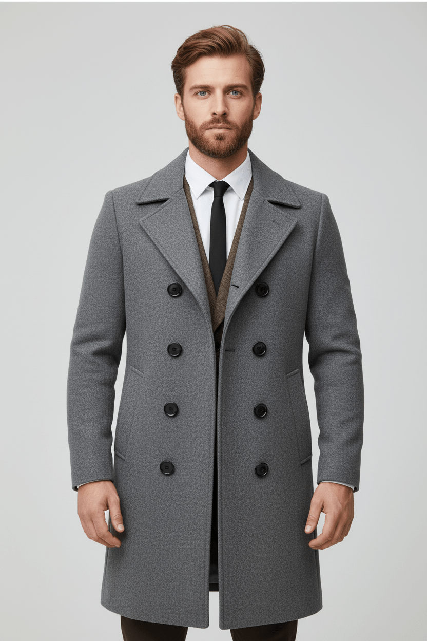 Skräddarsydd Trenchcoat för Män med Dubbelknäppt Design | Tidlös Elegans för Varje Tillfälle 0