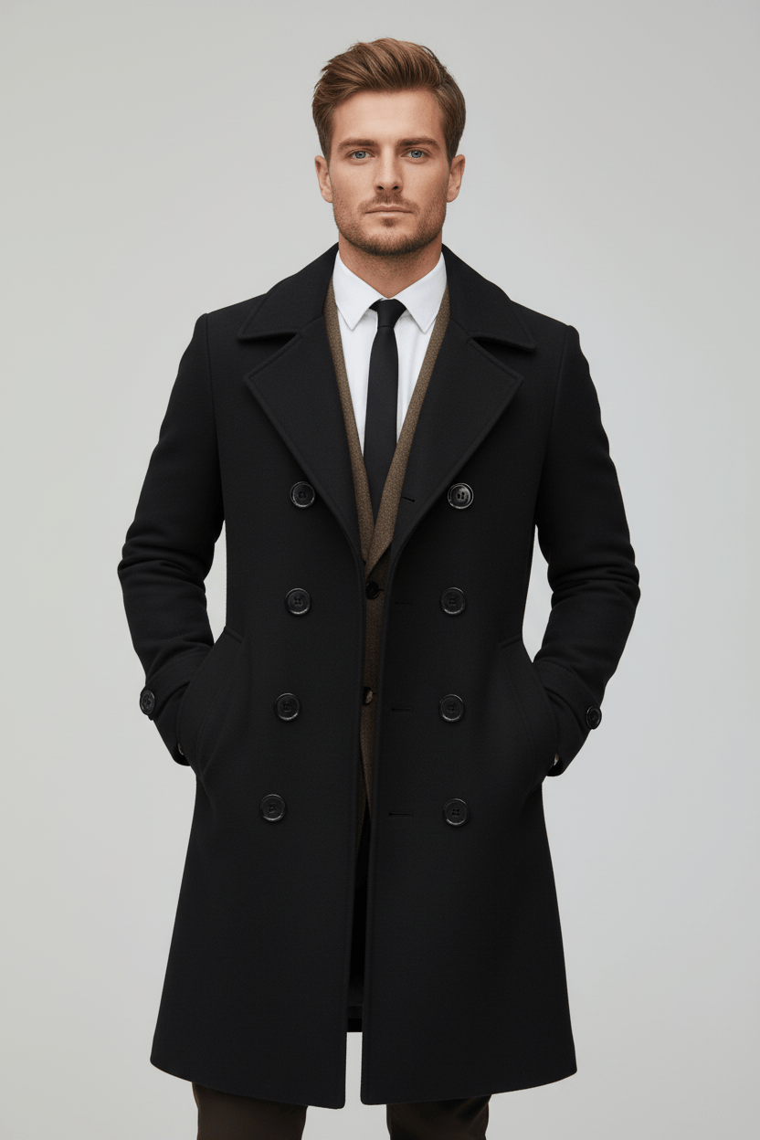 Skräddarsydd Trenchcoat för Män med Dubbelknäppt Design | Tidlös Elegans för Varje Tillfälle 2