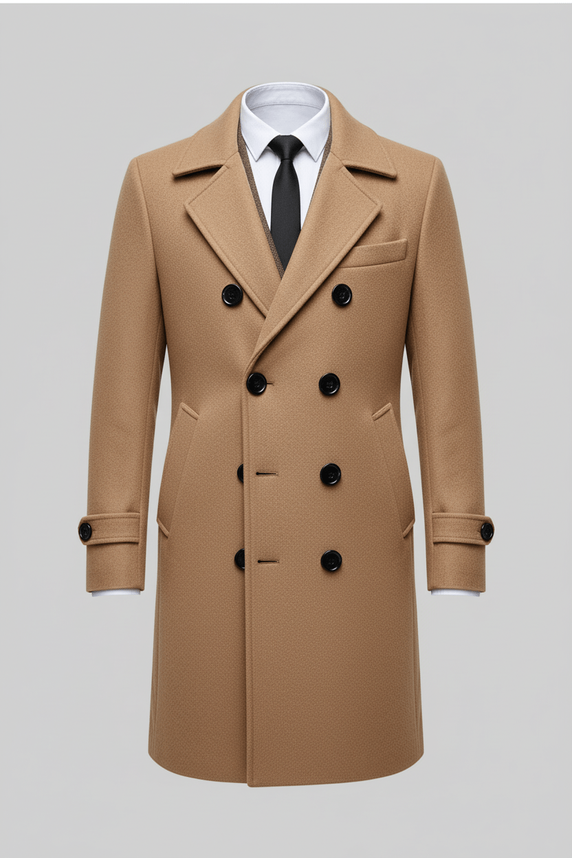 Skräddarsydd Trenchcoat för Män med Dubbelknäppt Design | Tidlös Elegans för Varje Tillfälle 3