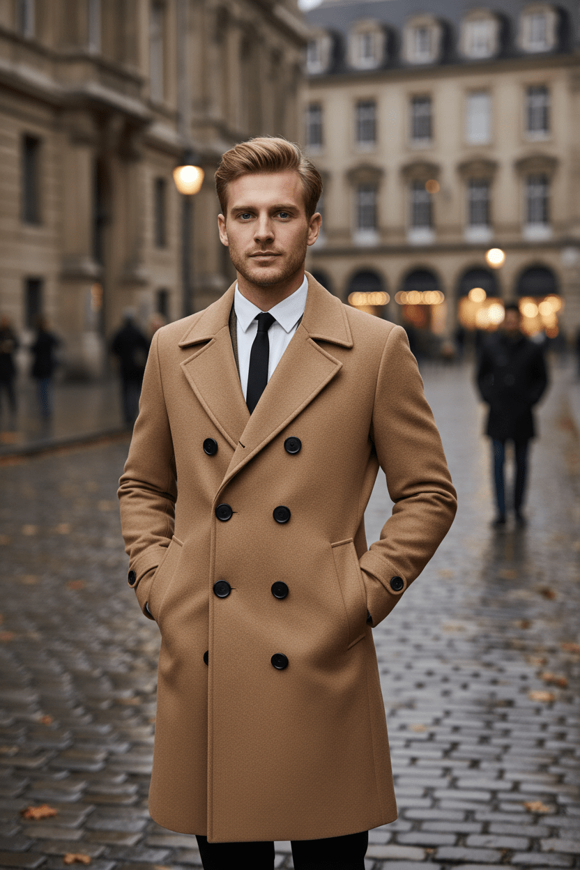 Skräddarsydd Trenchcoat för Män med Dubbelknäppt Design | Tidlös Elegans för Varje Tillfälle 6