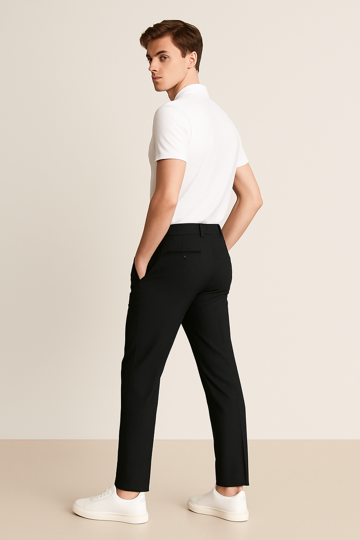 Skräddarsydda Byxor för Män med Platt Front | Elegant Design för Professionella Tillfällen 4
