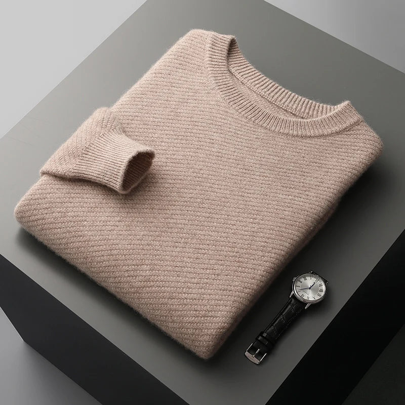 Slim Fit Herr Tröja | Lätt Stickad Rund Hals med Mjuk Värme | Tidlös Design för Mångsidig Lager 0