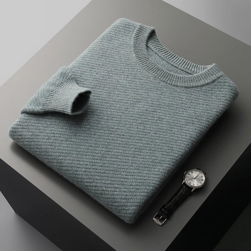 Slim Fit Herr Tröja | Lätt Stickad Rund Hals med Mjuk Värme | Tidlös Design för Mångsidig Lager 3
