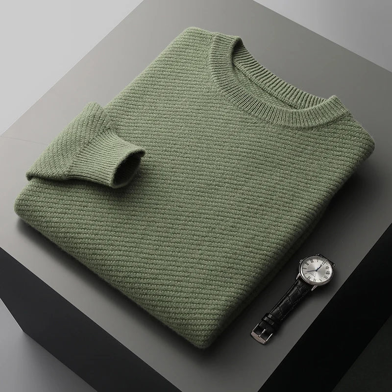 Slim Fit Herr Tröja | Lätt Stickad Rund Hals med Mjuk Värme | Tidlös Design för Mångsidig Lager 4