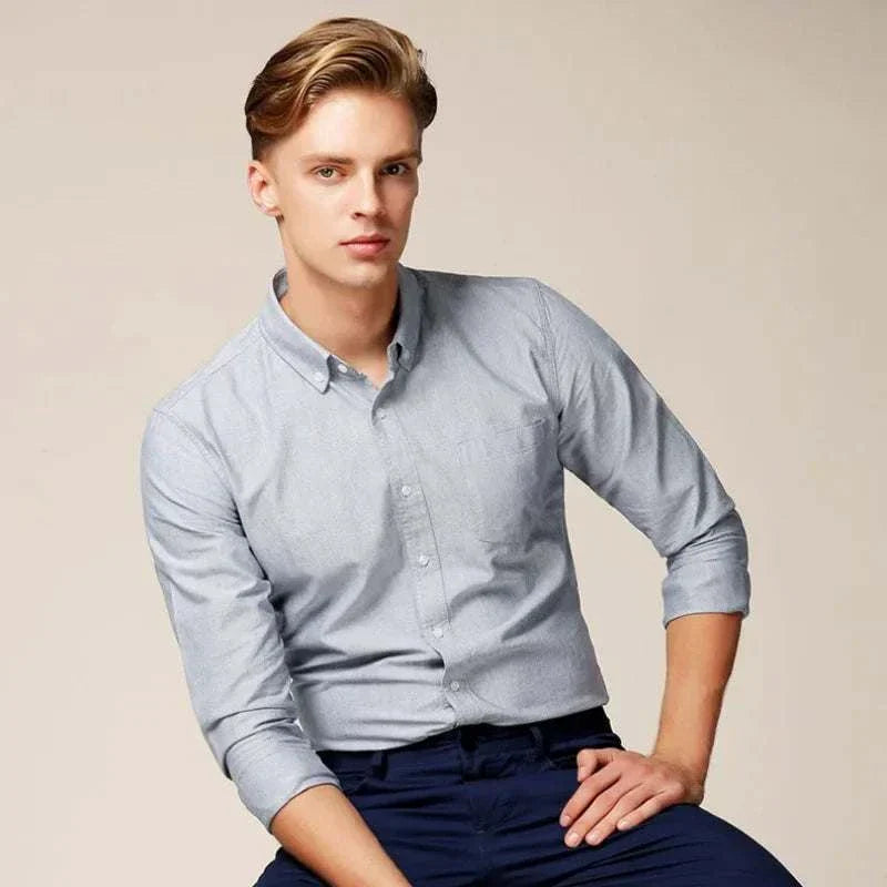 Slim Fit | Långärmad Skjorta med Knäppning i Ljusblått | Elegant och Bekväm för Vardagsbruk 4