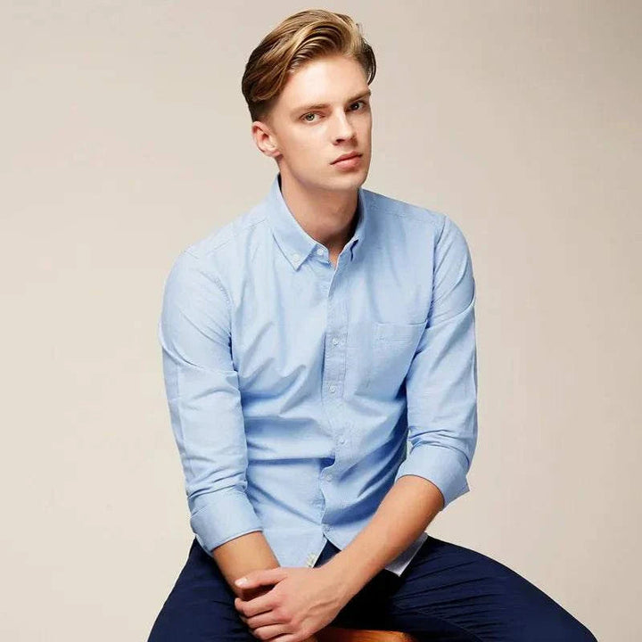 Slim Fit | Långärmad Skjorta med Knäppning i Ljusblått | Elegant och Bekväm för Vardagsbruk 5