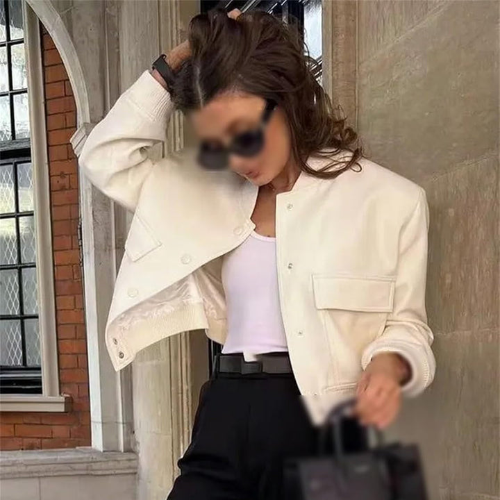 Sofia | Elegant Beige Bomberjacka Dam för Hösten 4