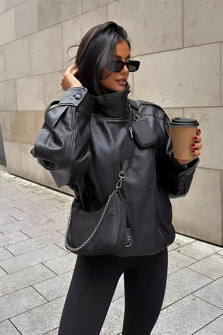 Sofia | Elegant Figursydd Bikerjacka Dam för Vinterbruk 1