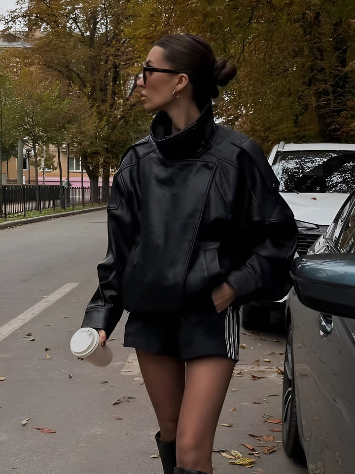 Sofia | Elegant Figursydd Bikerjacka Dam för Vinterbruk 2