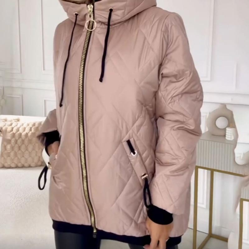 Sofia | Elegant Lång Vinterjacka Dam med Huva och Hög Krage 0