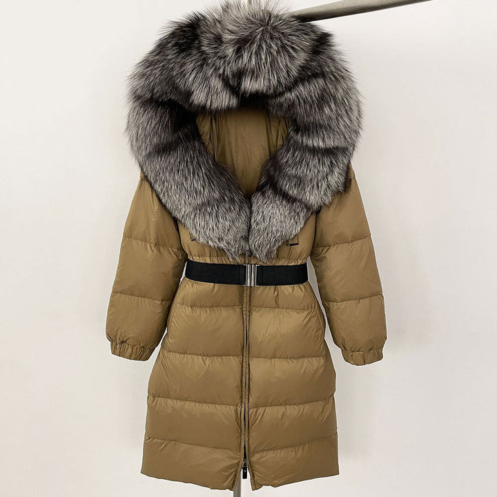 Sofia | Elegant Lång Vinterkappa Dam med Hoodie och Avtagbar Pälskrage 10