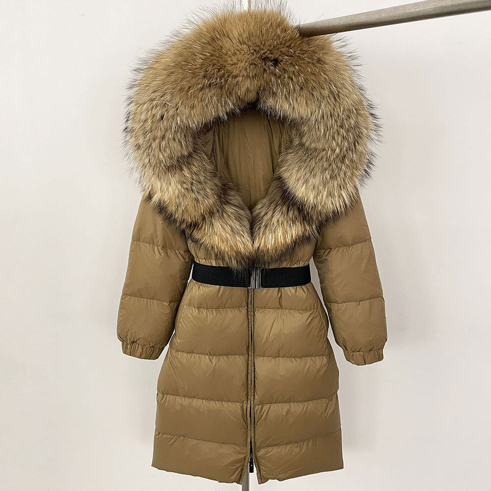 Sofia | Elegant Lång Vinterkappa Dam med Hoodie och Avtagbar Pälskrage 14