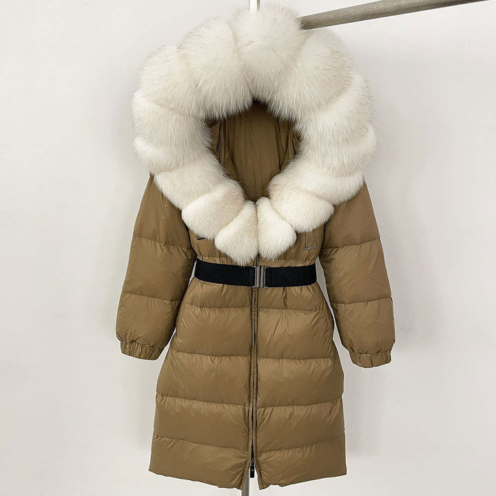 Sofia | Elegant Lång Vinterkappa Dam med Hoodie och Avtagbar Pälskrage 22