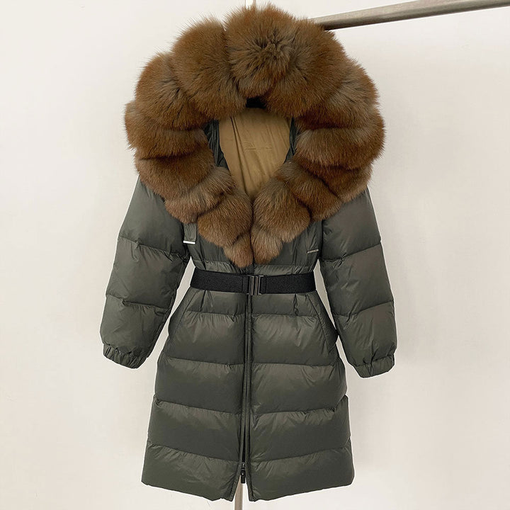 Sofia | Elegant Lång Vinterkappa Dam med Hoodie och Avtagbar Pälskrage 26
