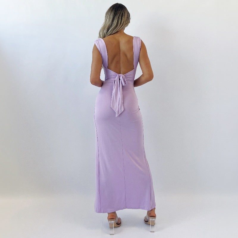 Sofia | Elegant Slim-Fit Svart Långklänning Fest för Dam 4