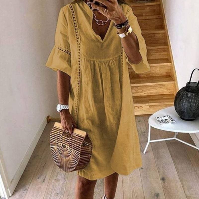 Sofia | Elegant Sommarklänning med Spets och Utsvängda Ärmar 3
