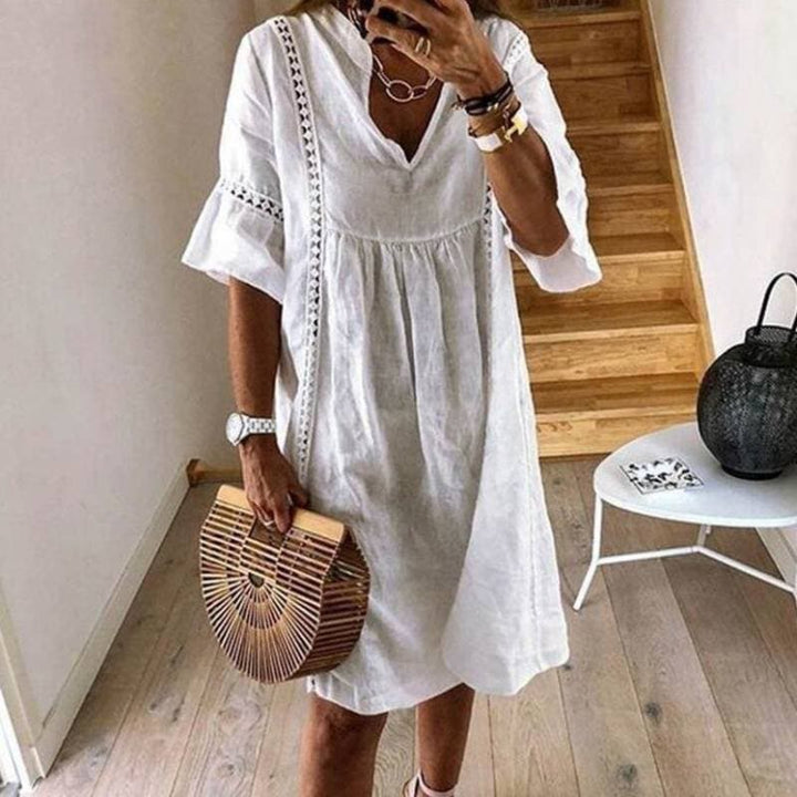 Sofia | Elegant Sommarklänning med Spets och Utsvängda Ärmar 4