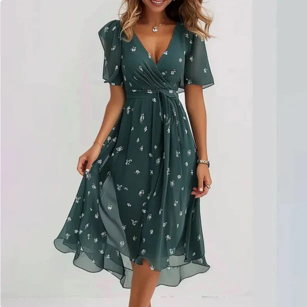 Sofia | Elegant Svart Midi Sommarklänning för Midsommar Fest 0