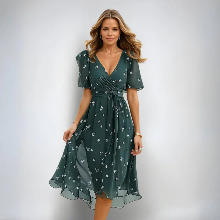 Sofia | Elegant Svart Midi Sommarklänning för Midsommar Fest 1