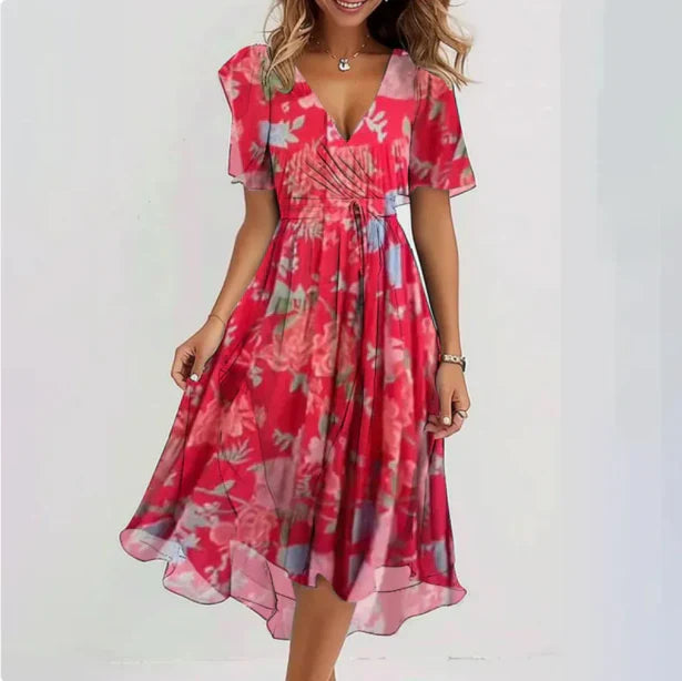 Sofia | Elegant Svart Midi Sommarklänning för Midsommar Fest 2