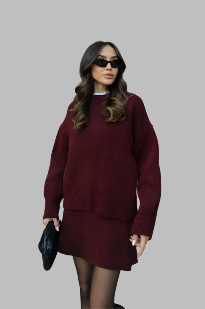 Sofia | Elegant Tvådelat Set Dam Kjol med Oversized Tröja 0