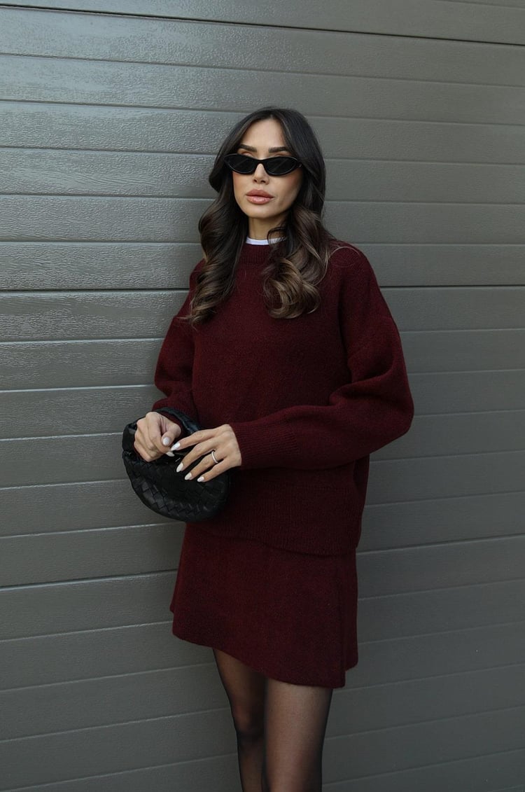 Sofia | Elegant Tvådelat Set Dam Kjol med Oversized Tröja 1