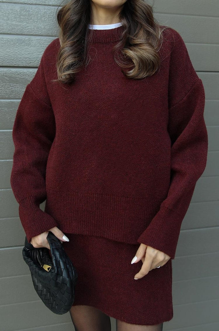 Sofia | Elegant Tvådelat Set Dam Kjol med Oversized Tröja 2