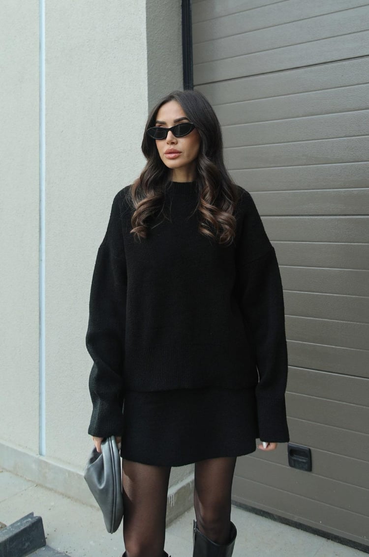 Sofia | Elegant Tvådelat Set Dam Kjol med Oversized Tröja 3