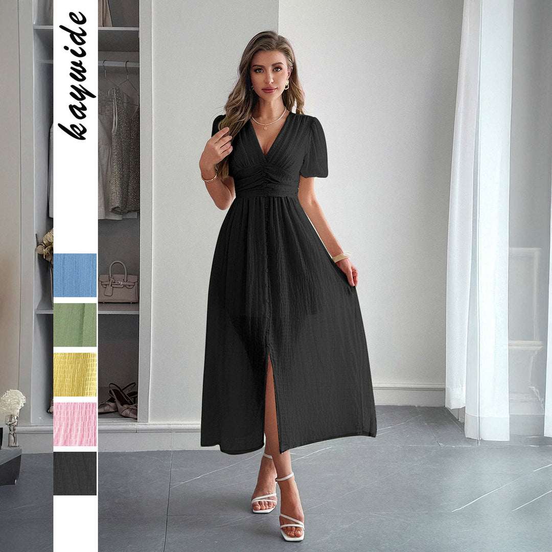 Sofia | Grön Sommar Maxiklänning med Djup V-Ringning 5