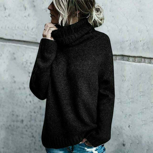 Sofia | Oversized Stickad Polotröja Dam i Svart 3